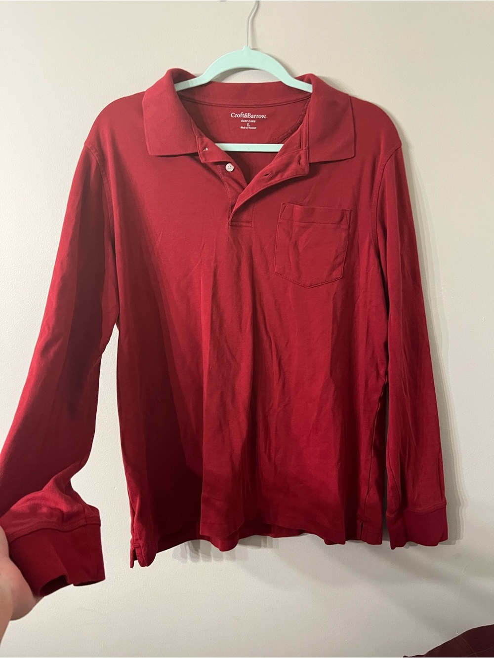 croft & barrow Men's Long-Sleeve Polo in Deep Red